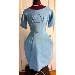 Vintage 50's Blue Fit Flare Bubble Party Dress